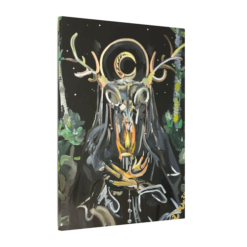 In the Forest Canvas Art — Mystic Horned Shaman Wall Decor