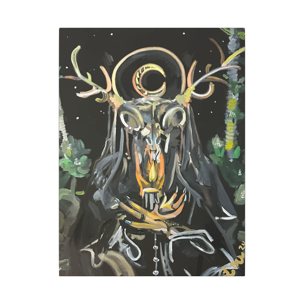 In the Forest Canvas Art — Mystic Horned Shaman Wall Decor
