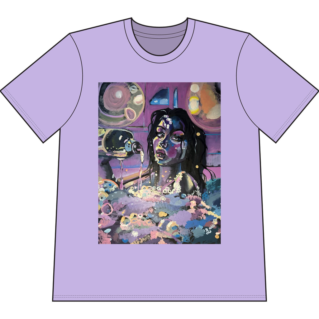 Abstract Portrait Tee — Dreamy Neon Bubble Bath Art T-Shirt