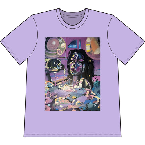 Abstract Portrait Tee — Dreamy Neon Bubble Bath Art T-Shirt